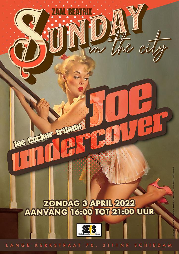 Morgen Sunday in the City met JoeUndercover. De beste Joe Cockerband van Nederland. Zaal Beatrix Schiedam, zaal open 16.00 uur. Vrij Entree