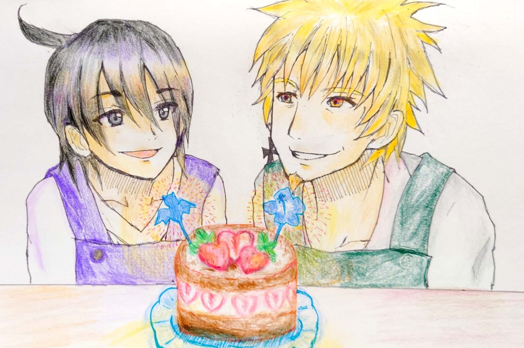 Reincarnation 野郎達のバースデーケーキ お誕生日おめでとうございます 阿良々木くんと忍野さんでお 誕生日ケーキを作りました 喜んでくれると いいな だねっ 物語シリーズ 阿良々木暦 忍野メメ メメラギ メメこよ