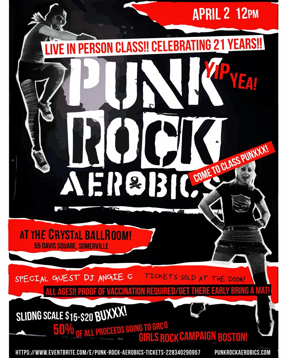 Today!@CrystalSville 12noon live in person class punxxx! 50% proceeds going to <a href="/GirlsRockBos/">Girls Rock Campaign Boston!</a> 🤘bring a mat! @DJAngieC  will DJ❤️