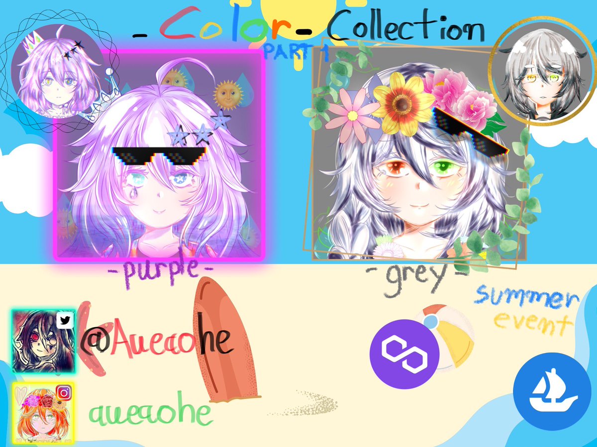 🌊NEW DROP💙
-purple x grey-
  summer event

🤍Drop on Apr 3
5:00 PM [GMT+7].🌈 
<a href="/opensea/">OpenSea</a>
💚0.022 $ETH
#NFTpolygon 

-color- collection
bit.ly/3uHi5r2
[20/24]

#NFTs #AnimeNFT #NFTCommunity  #NFTTHAILAND #nftcollectors #waifu #NFTJapan