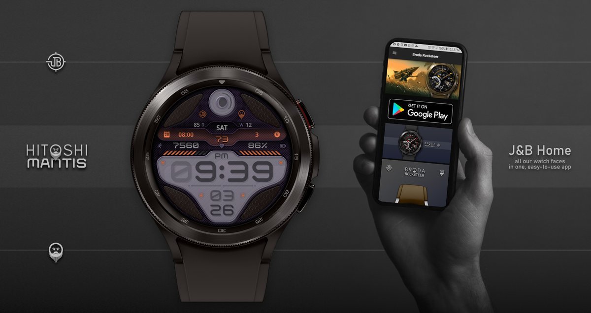BrodaWatchFaces's tweet photo. Hitoshi Mantis is now available on #WearOS and #GalaxyWatch4 🤓⌚️

#GooglePlay link https://t.co/y0RX5DKlGd (please use a web browser or J&amp;B Home app)

J&amp;B Home link https://t.co/UYyoRBZo1y (news, links, coupons)

#Samsung #GalaxyWatch #smartwatch #watchface #clockface #dialface https://t.co/hv1hv4xsyj