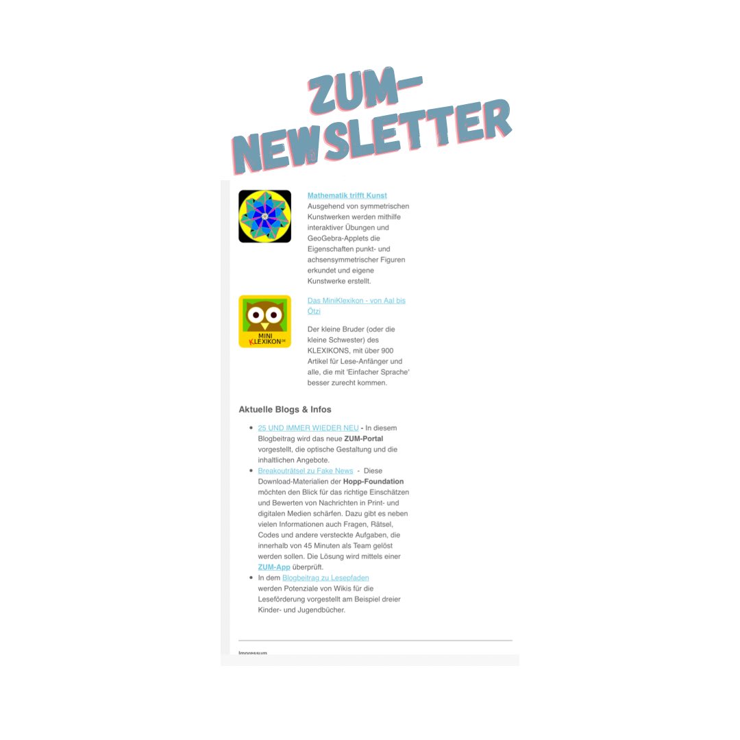 ZUMTeam's tweet image. Heute ging unser monatlicher Newsletter raus. @kdautel sammelt interessante Materialien und Unterrichtsideen aus verschiedenen Bereichen der ZUM dafür zusammen.  

zum.us13.list-manage.com/subscribe?u=38…
#twitterlehrerzimmer #twlz #oerde #oede #OER