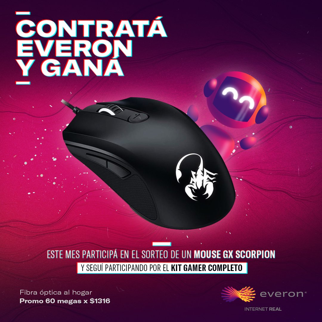 everonarg's tweet photo. ¡Hola Abril! ⚡️ 
Contratando Everon participas para ganar un Mouse GX Scorpion! y además seguís participando por el *Kit Gamer Completo* que se sorteará en Julio 2022. 

Contra nuestro servicio enviando "Hola Everon" al +54 9 362454222 , opción 1.

#Everon es #InternetReal 🚀 https://t.co/jffkHLtcGf