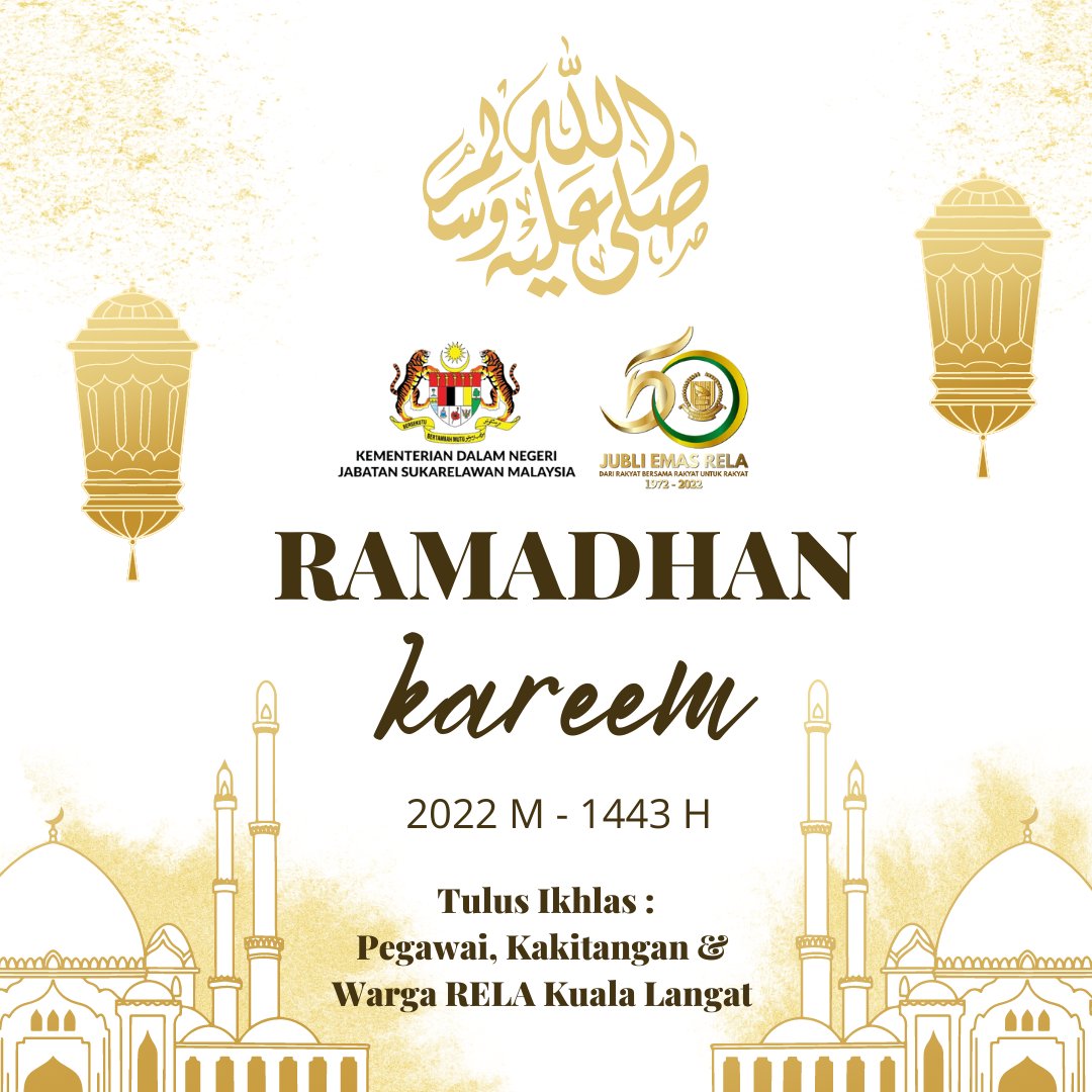 Setitik Tinta Jadi Noda, Setitik Salah Jadi Dosa,
Bulan Penuh Berkat Segera Tiba
Mari Tekun Ibadah Di Bulan Puasa,

Marhaban ya Ramadan,
Sambutlah Dengan Senyuman. 

𝗦𝗲𝗹𝗮𝗺𝗮𝘁 𝗺𝗲𝗻𝘆𝗮𝗺𝗯𝘂𝘁 𝗯𝘂𝗹𝗮𝗻 𝗥𝗮𝗺𝗮𝗱𝗵𝗮𝗻 𝟭𝟰𝟰𝟯𝗛 
 <a href="/relamalaysia/">relamalaysia</a> <a href="/relaselangor/">RELA Negeri Selangor</a> <a href="/yahyakgc/">Yahya Sulaiman</a>