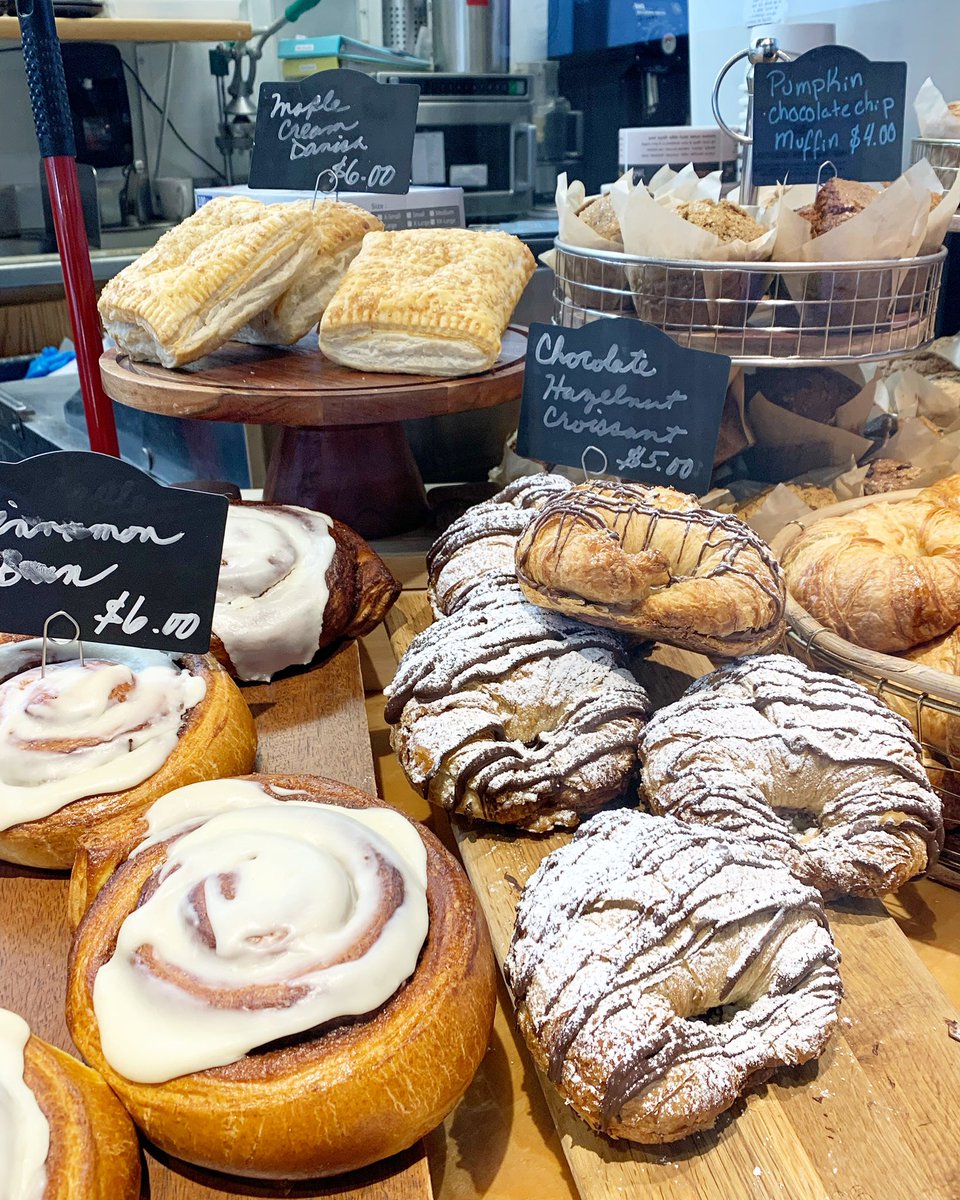 LittleDogCoffee's tweet photo. Good morning! We’ve got beautiful, fresh pastries in the case and three flavors of babka! 😍 #brunswickmaine #coffeeshop https://t.co/akxOJM3o01