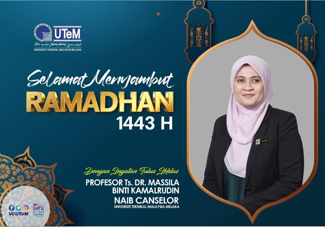 vcutem's tweet photo. Selamat Menyambut Ramadhan Al-Mubarrak 1443 H.

Semoga kita mendapat sebaik-baik manfaat serta keberkatan dibulan yang mulia ini. InshaAllah.

Ini Keluarga Kita.

 #TeamUTeM
#MyUTeM
#VCUTeM2022
#ProfMass https://t.co/eB8PMc35dJ