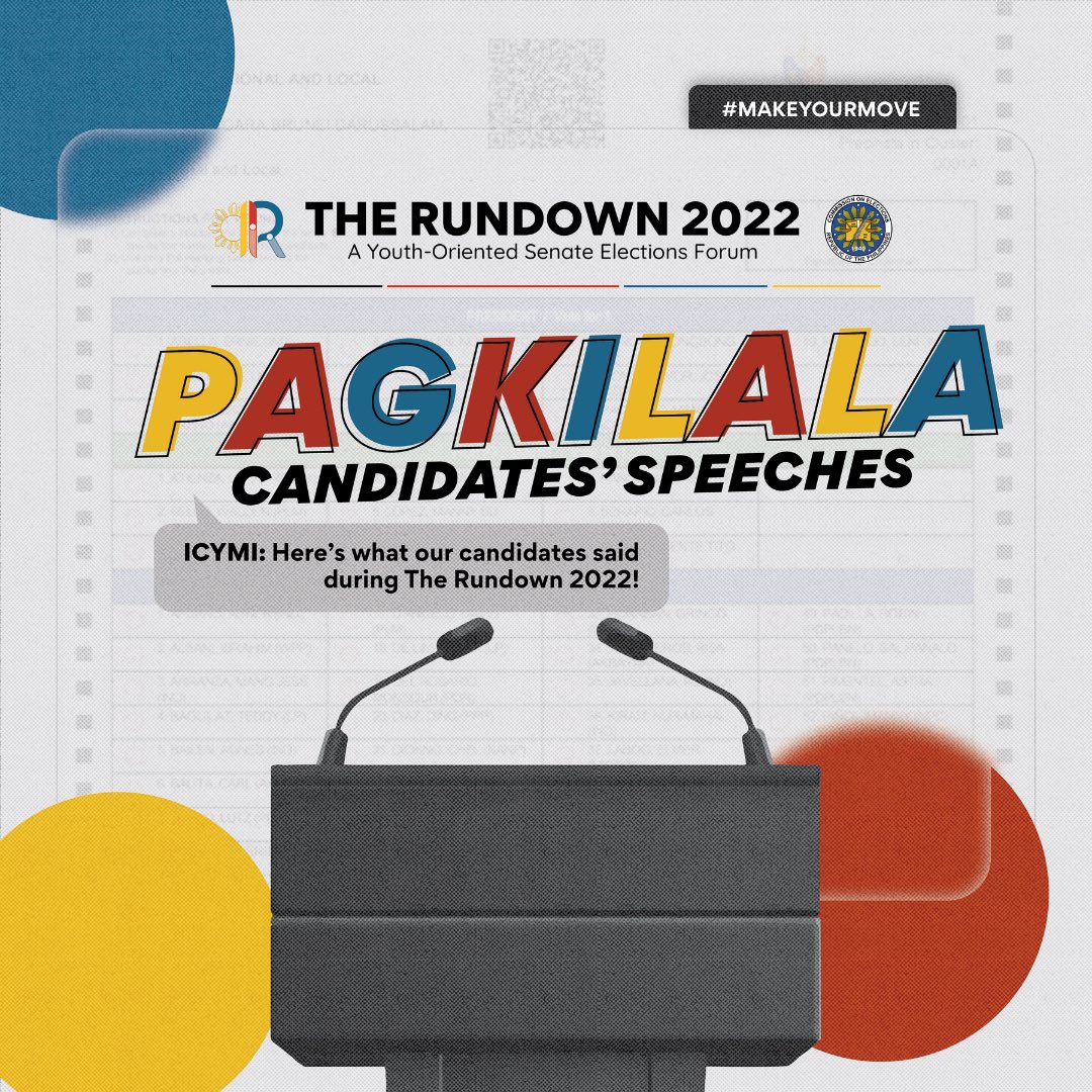 ICYMI: See what legislation our 19 senatorial candidates will prioritize should they be elected 📃

Stay tuned for more recaps from #TheRundown2022

#MakeYourMove this #Halalan2022 by staying informed and critical 🗳

#VotePH #PiliPinas #VoteSAFEPilipinas #BumotoKa #2022NLE https://t.co/BuvR0lrsff.