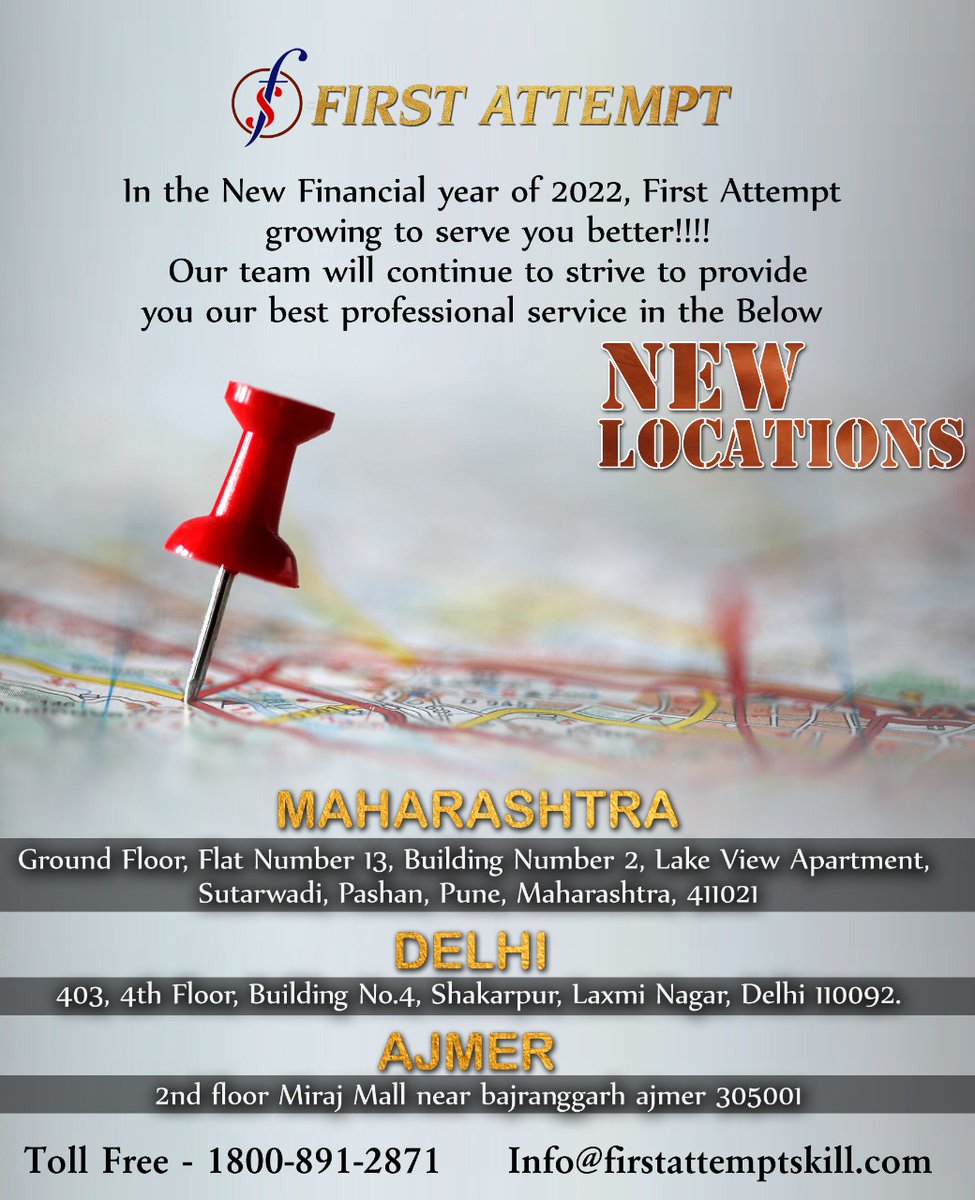 AttemptFirst's tweet photo. First Attempt growing to serve you better!!!! We are excited to announce to you all the opening of our NEW BRANCH OFFICE at DELHI , AJMER , PUNE .'Our team will continue to strive to provide you our best professional service. #team #pune #delhi #firstattempt #teamfirstattempt https://t.co/efTAjIXgg8