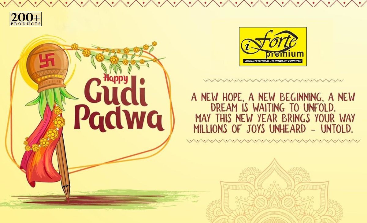 fortepremium's tweet photo. #HappyNewYear
May this year brings prosperity and success...
#NewYear #GudiPadwa #Ugadi #Celebration #Culture #Tradition 
.
.
.
#FortePremium #PremiumWindow #DoorsAndWindow #AluminiumWindow #uPvcWindow #PremiumHArdware #WindowHinges #WindowSlide #Bearings #TopArchitects https://t.co/lMHFYIwmDY