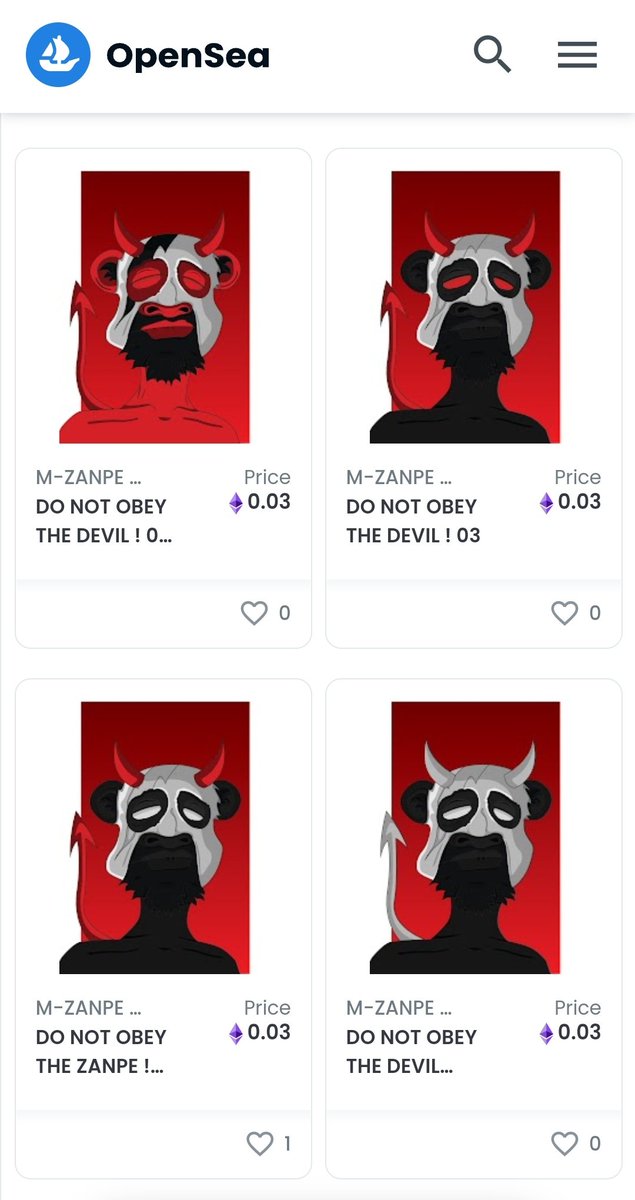MZanpe's tweet photo. Hey guys ! I listed 4 new #NFTs in my #NFT collection !
DO NOT OBEY THE DEVIL ZANPES !
🩸
Satan is naive at first , he behaves well , when you get to know him you will see his real face , fuck the demons around us , don't obey the devil !
Support #labmonkeys 🐵 https://t.co/DuWvqEtueV