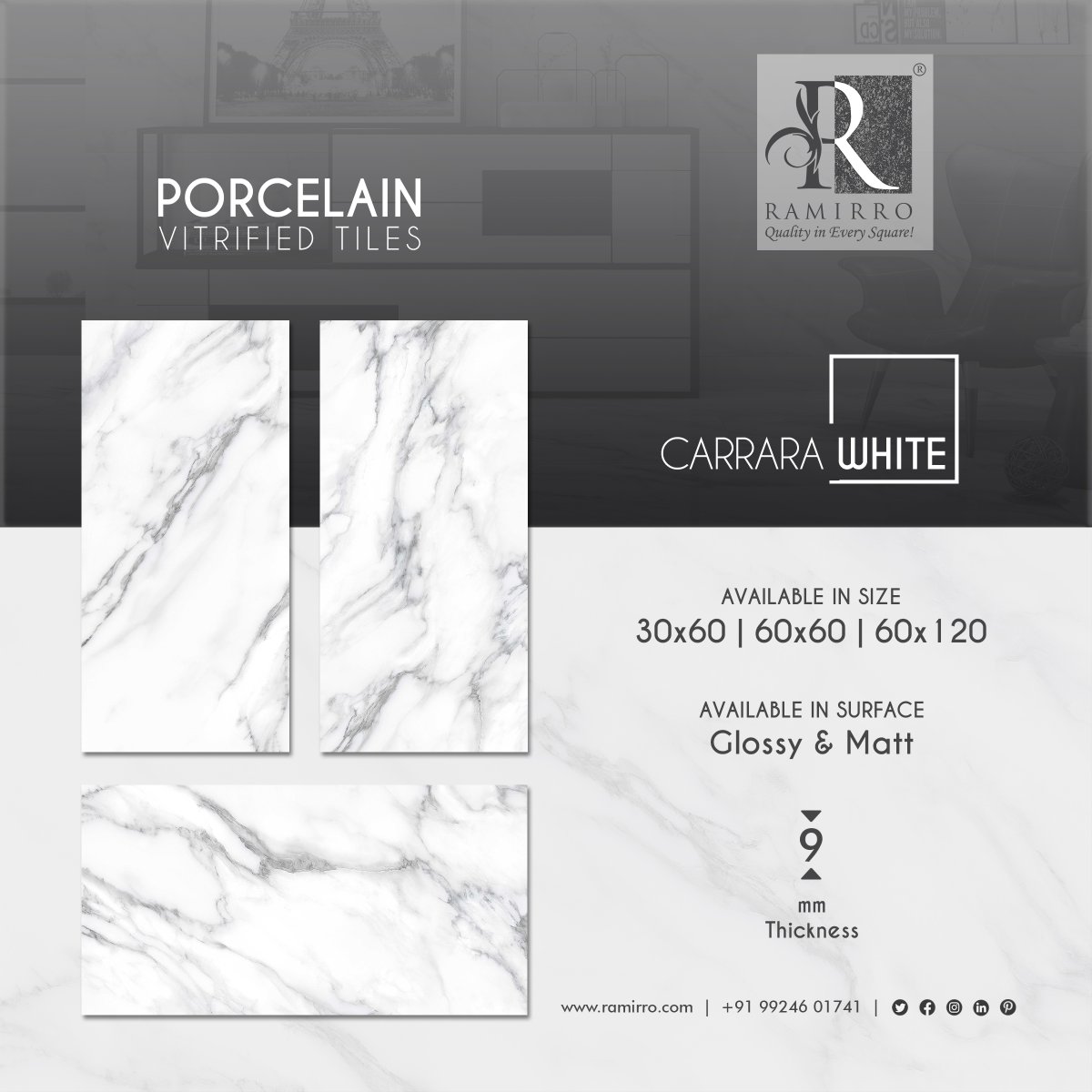 ramirroceramica's tweet photo. Ramirro Ceramica LLP Our Designs will Liven up your home. Introducing our New Collection of Tiles "CARRARA WHITE" from Ramirro Ceramica LLP.
https://t.co/8xLE4J15pc
info@ramirro.com
+91 9924601741
#WallTiles #Highgloss #Glossy #Polish #Matt #Tilesexport #tilesmanufacturer https://t.co/RBLxPhMbUs
