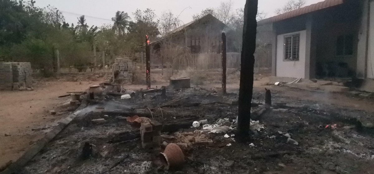 Win2Zae's tweet photo. The Myanmar military terrorists burned down 100 villages in Sagaing region within a month time. More than 200 houses were lost.  
#WhatsHappeningInMyanmar
#RejectMilitaryCoup https://t.co/ONmgOueptq https://t.co/mlUNYV2uk6