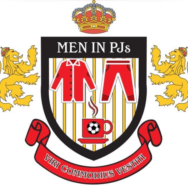 MenInBlazers's tweet photo. Love this #GFOPArt, created by Matt Yashian, part of a group of Long Island and Orlando-based Manchester United-supporting friends who call themselves "Men in PJs," an ode to early mornings as an American Premier League fan. Men Dressed Comfortably. ❤️☕ https://t.co/TJXVETVF3E