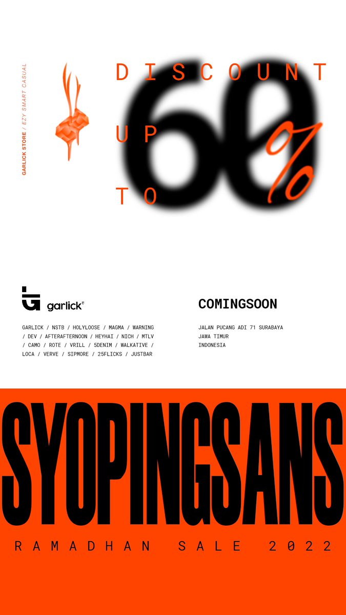 garlickstore's tweet photo. DISCOUNT UP TO 60 %
✨ (ALL BRAND) ✨
_
RAMADHAN SALE 2022
“SYOPINGSANS”
COMING SOON!
#sale #ramadhan #ezysmartcasual #garlickworks #menswithstyle #styleformen #menstyleguide #casuallook #formaldresses #ootdindomen #preppyfashion https://t.co/9ZUhRlVjIn