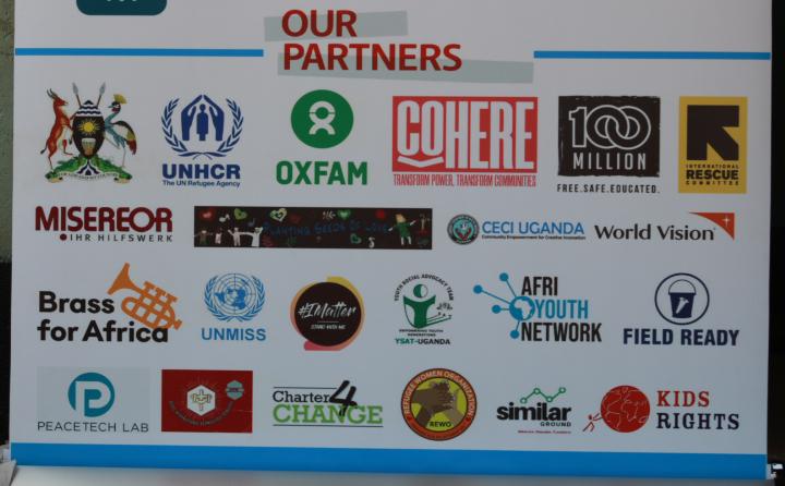 Our International and Local Partners so far. We look forward to bring more on board. You can join us in this journey. Together, yes we can! <a href="/Misereor/">Misereor</a> @PeaceTechLab <a href="/IMatterCampaign/">IMatter</a> <a href="/100MilCampaign/">100 Million</a> <a href="/WeAreCohere_Org/">Cohere</a> <a href="/OxfaminUganda/">Oxfam in Uganda</a> <a href="/PamDonkin13/">Pam Donkin</a> <a href="/BrassforAfrica/">Brass for Africa</a> <a href="/UNHCRuganda/">UNHCR Uganda</a>