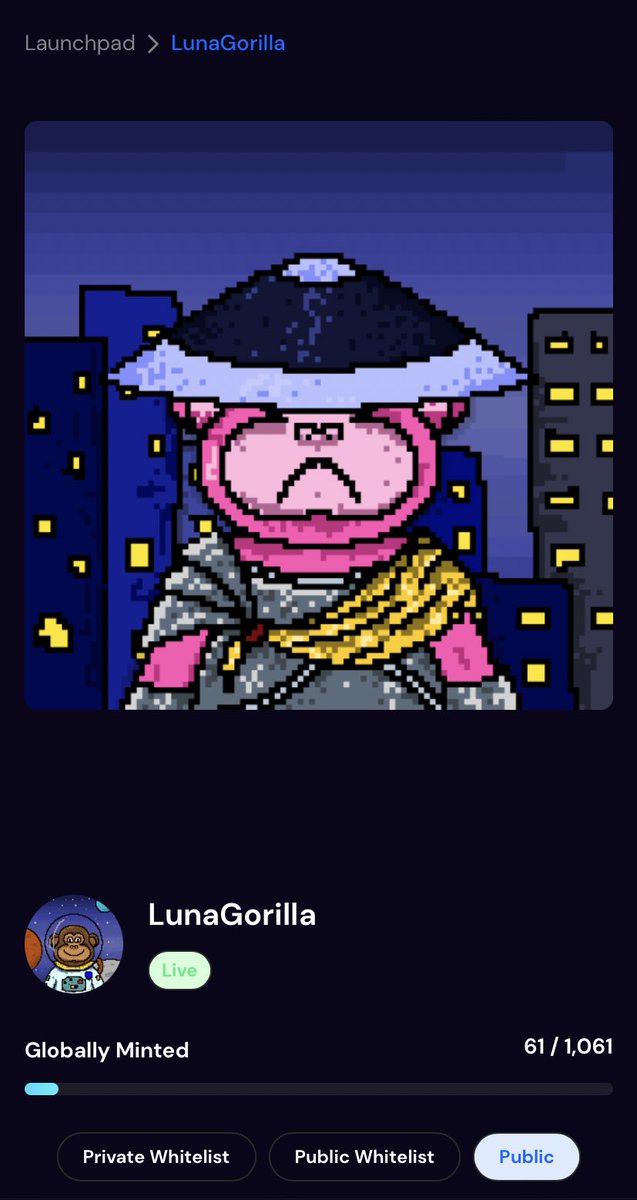 KOTNKPP's tweet photo. 61 pieces for public  we are developing  have special prizes  For all holders, hurry up to mint. https://t.co/ySe1xgZJpF 

@knowhere_art #NFTCommmunity #TerraLuna #LunaGorilla https://t.co/S5tAtmoT7N