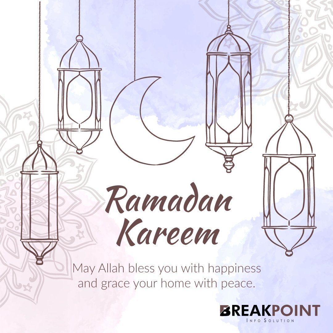 InfoBreakpoint's tweet photo. Breakpoint Info Solution Wishing You A Blessed Month of Ramadan Kareem.

May All Bless You With Happiness and Grace Your Home With Peace. 

#breakpointsoft #breakpoitinfosolution #softwaredevelopment #ramadan #ramadankareem #holymonth https://t.co/c66UkMXFyH