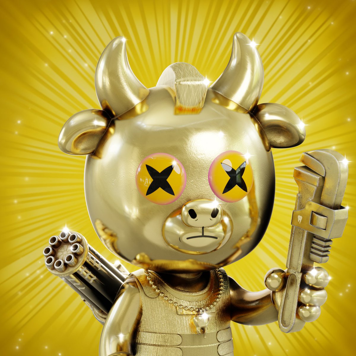 GM!
🔥 PRE-SALE IN 5 HOURS! 🔥

Good vibes for all of you! ✨ Here’s a golden legendary bull to celebrate!! 🦷👊🏼

Pre-Sale: April 2nd, 12pm CST
Public Sale: April 4th, 12pm CST

🦷 Official Mint Site: battlegrowlies.com