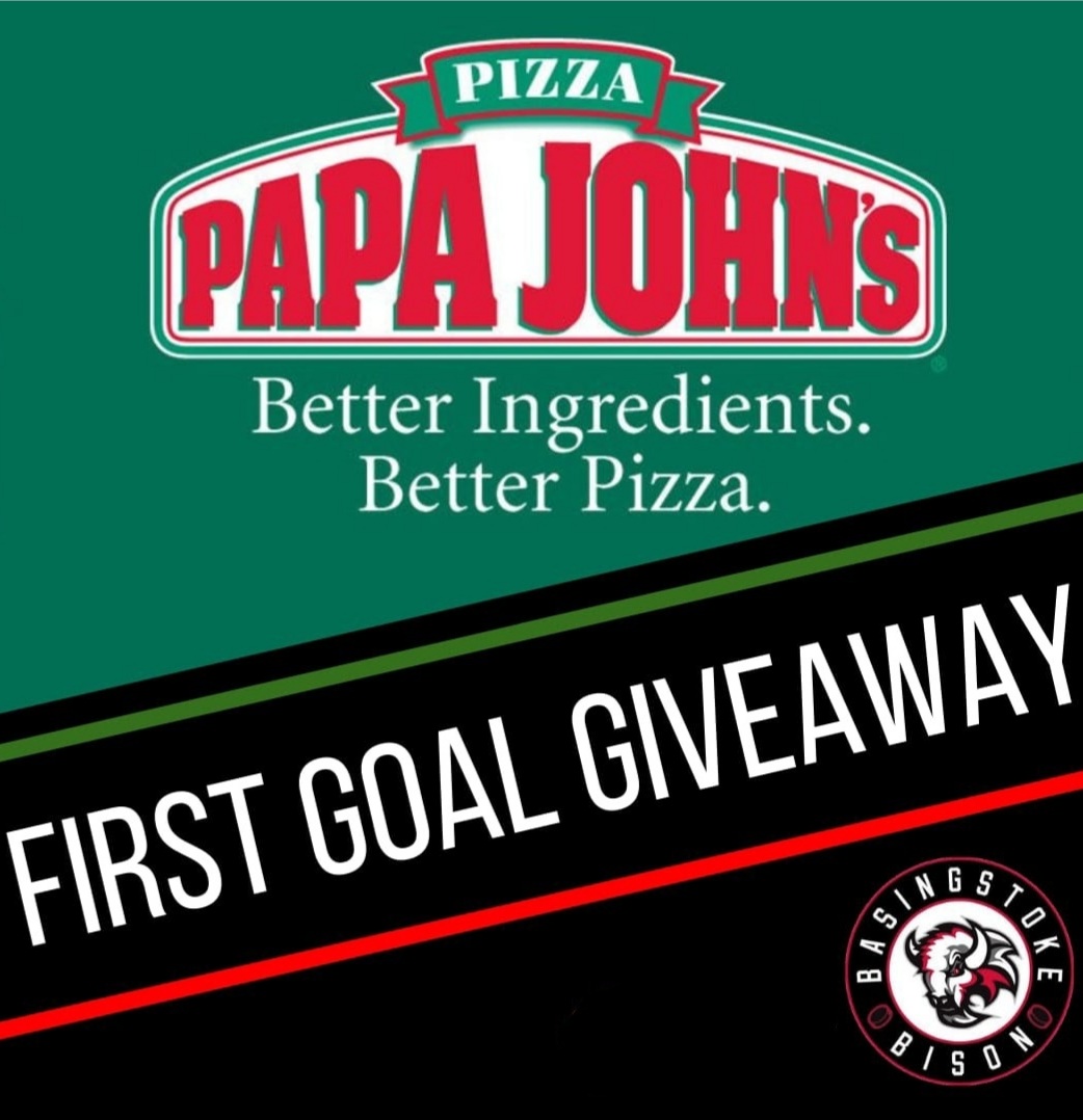 BisonIceHockey's tweet photo. Last one of the regular season, it's Papa John's Pizza giveaway tweet. 

If 16 @Gnorcliffe21 28 @metts28 33 @jordan_lawday33 74 @L74Mo or 94 Alex Roberts scores the first Bison goal tonight then you could win a Papa John's Pizza at the game https://t.co/ynBjG5d1BY