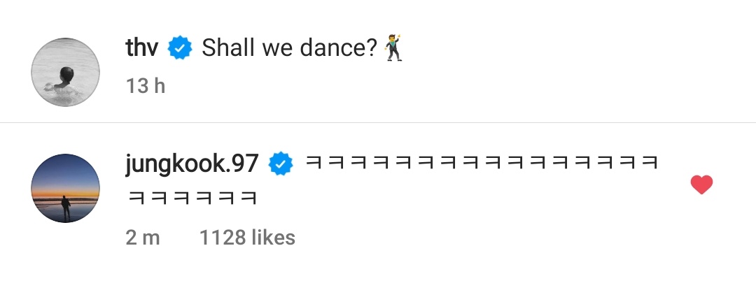 jeonIves's tweet photo. jungkook commented on taehyung's post !! https://t.co/cdVZlTaCJY