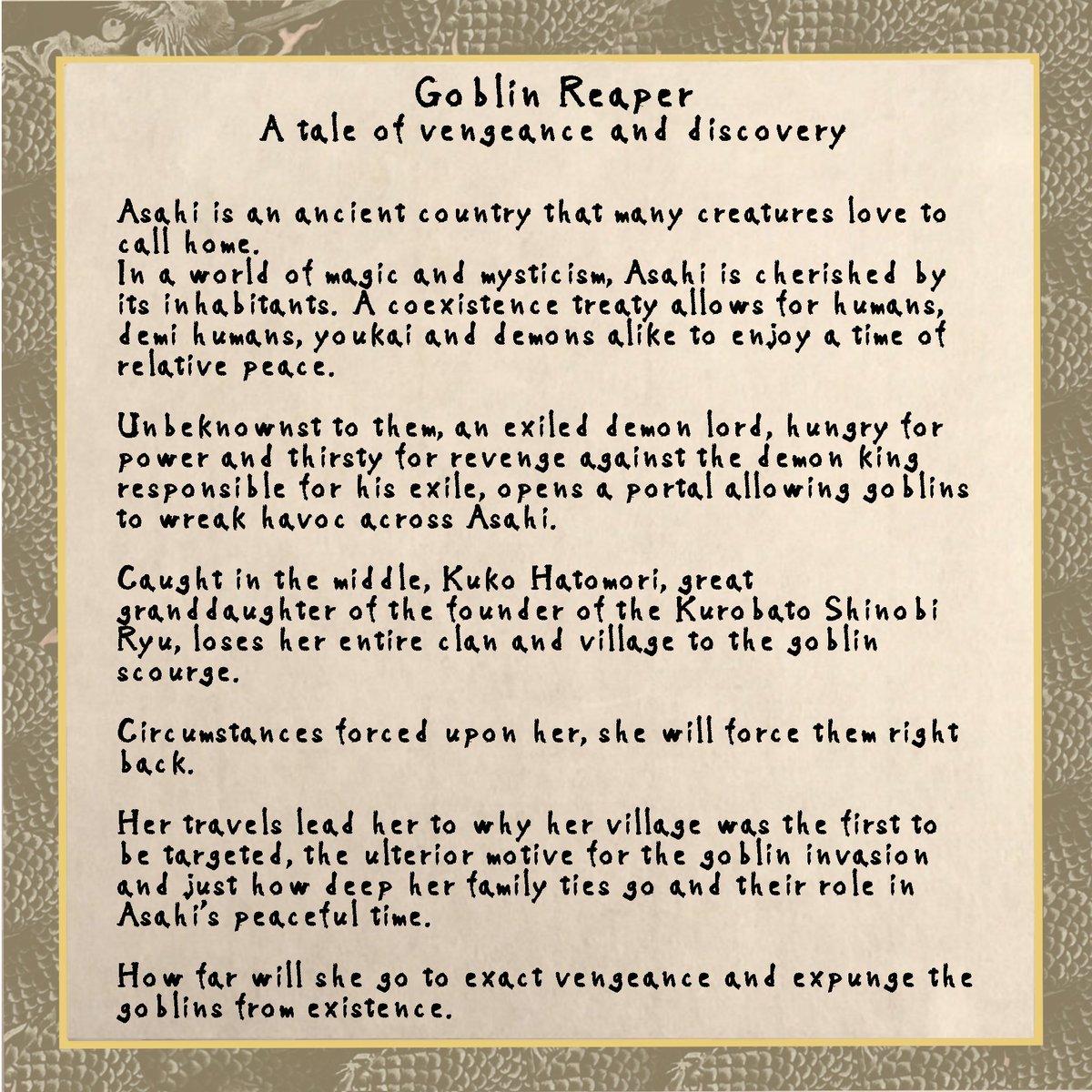 MayhemYama's tweet photo. Goblin Reaper Update_ story synopsis #gamedev #solodev #indiegame #indiedev https://t.co/WAL693aFGl