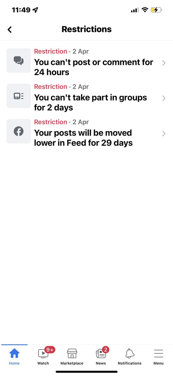 Huddylion57's tweet photo. Facebook ban lmao https://t.co/xBzFfLZywA