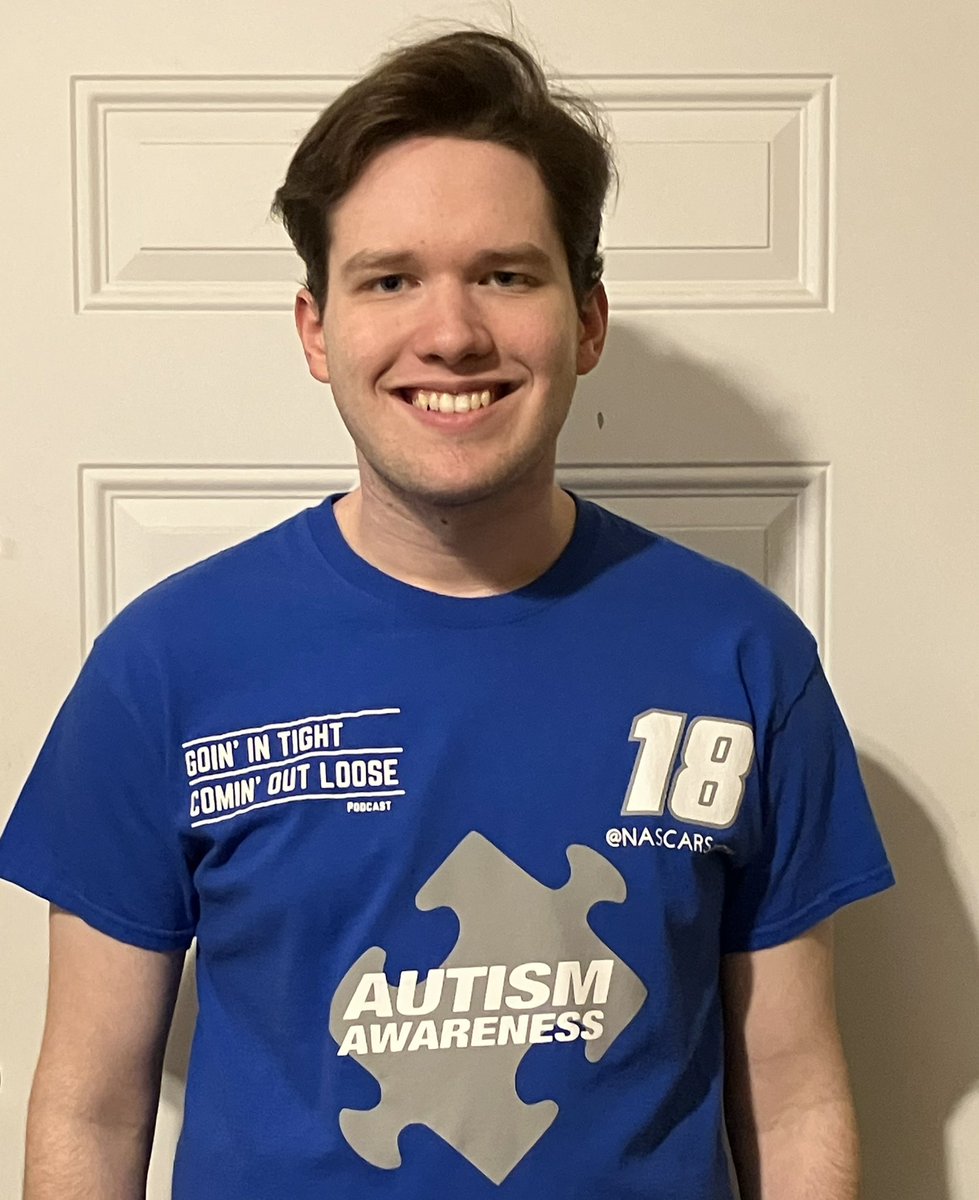 It’s #WorldAutismDay

Today, I join the whole world &amp; wear blue in celebration of the #Autism community.

I hope you will too. 

Please show your support for the #Autism community
Send me your pictures wearing blue using the #NASCARSammyChallenge.🧩🏁
#AutismAwareness in #NASCAR