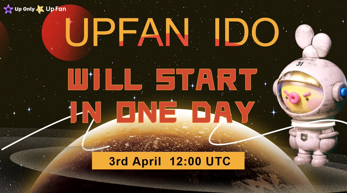 UponlyNFT's tweet photo. 📣Important tips!

🔥Only 1 day left before UPFAN IDO Starts

⏰Set up your calendar

🔛 Don't miss it ! https://t.co/RfqQqUCAcS