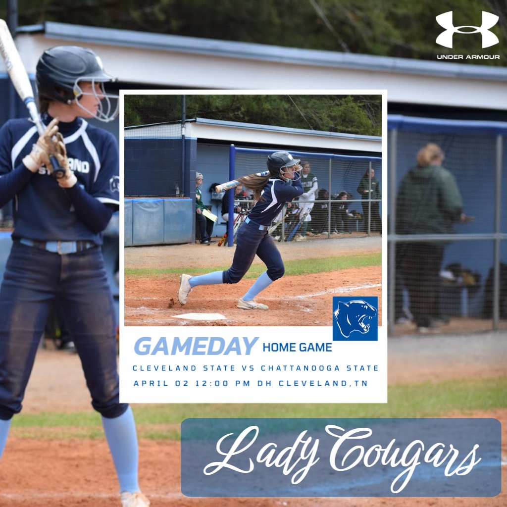 CSCC_Softball's tweet photo. The Lady Cougars softball team will be playing at home today against the Chatt State Lady Tigers at 12:00 & 2:00PM DH. Come out and show some team spirit! Admission is $8 per person to watch both games.
.
.
.
#CougCrew #HomeGame #LadyCougars #CLSCC #NJCAA https://t.co/s3l1X7gi7G