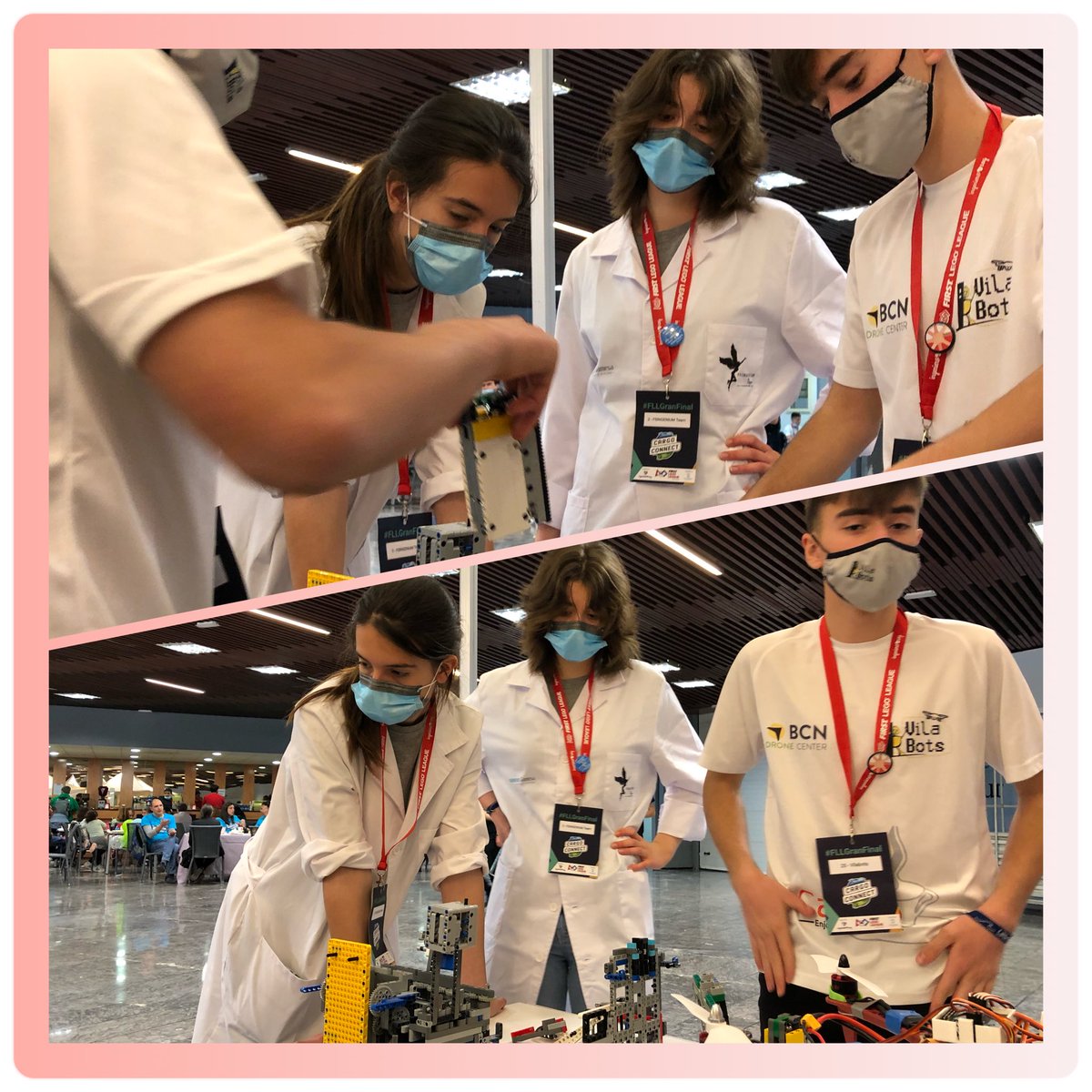 Intercambiando impresiones con futuras ingenieras <a href="/fsingeniumTEAM/">FSINGENIUM Team</a> #Fllgranfinal
#FIRSTFORWARD
#CargoConnect
#FLLCargoConnect
#morethanrobots