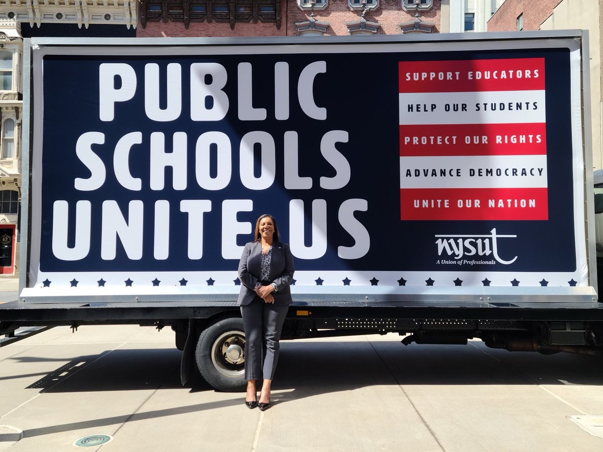 nysut's tweet image. TODAY: @NewYorkStateAG @TishJames visits the #NYSUTRA. #publicschoolsuniteus