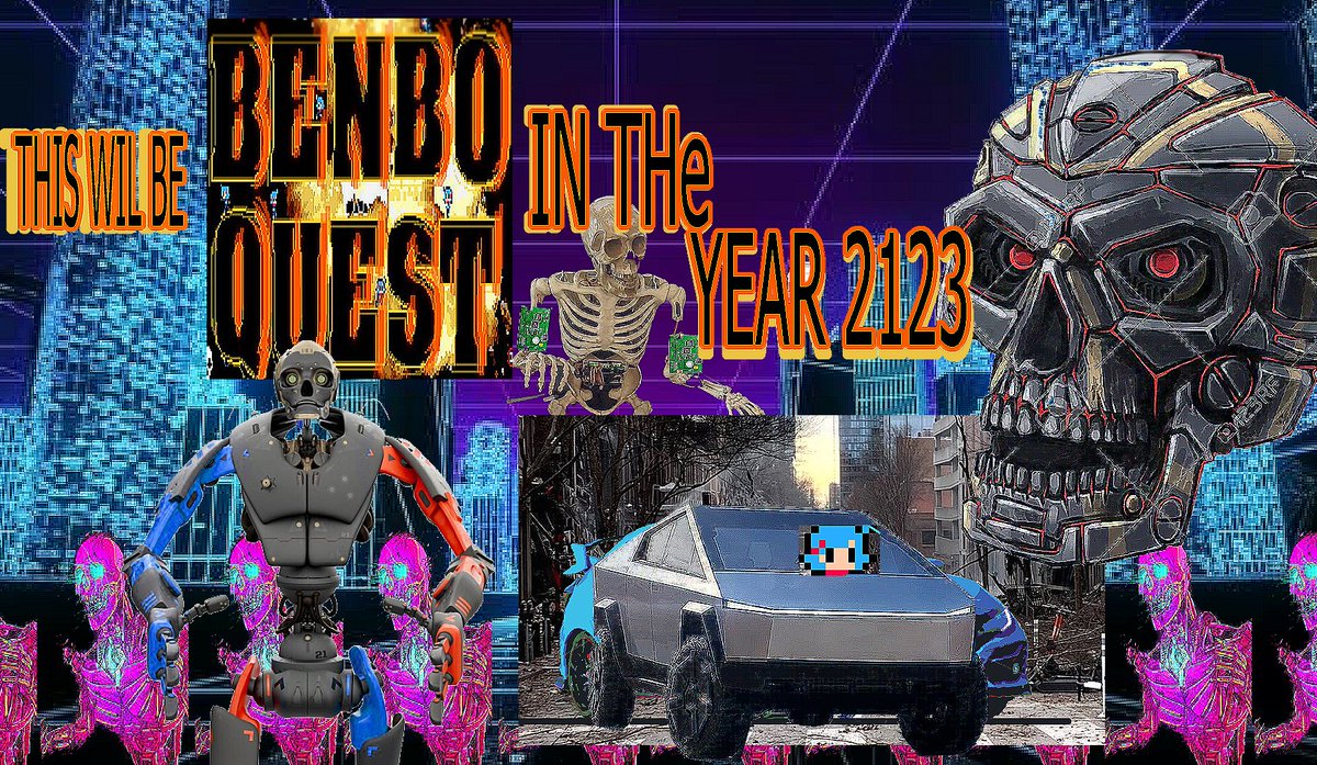 slimepunkdotnet's tweet photo. the future of indie games $benbo @BenboQuest #cybertruck #cyberskeleton https://t.co/V5Gum22bYV