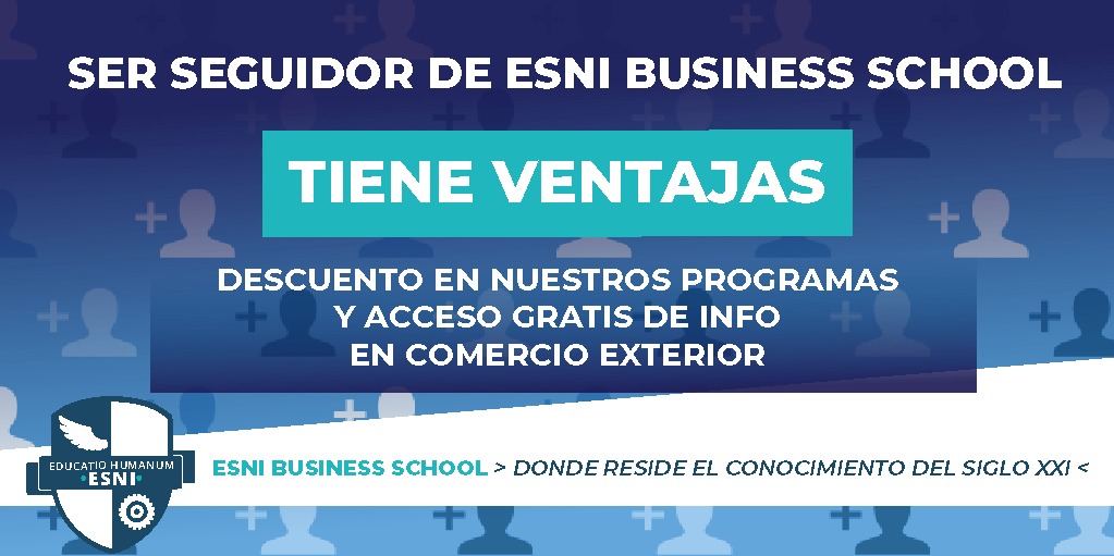 ESNIMaster's tweet photo. Ser seguidor de ESNI Business School en Linkedin tiene  ventajas. Descuento en los programas de formación y a partir de mayo acceso a los documentos de comercio exterior.
Obtén múltiples ventajas.
https://t.co/JQxtUxDEUM
Somos 1.160 y queremos llegar a los 2.000 https://t.co/SHlxge8Qhy