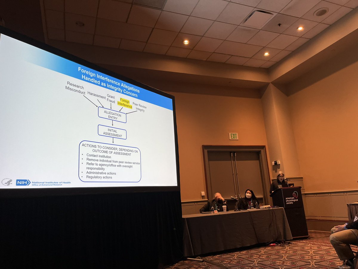JulesBass6's tweet photo. Patricia Valdez is providing the #NIH perspective on foreign influence where it’s considered an aspect of scientific integrity. #ExpBio #APSatEB https://t.co/8O0rd2IgWo