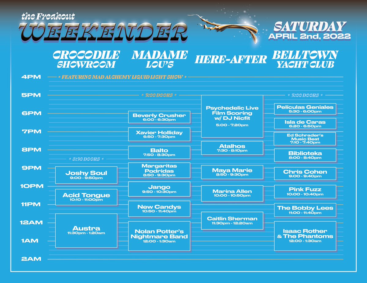 freakoutrecords's tweet photo. Day 2 of The Freakout Weekender kicks off TONIGHT 
tix at https://t.co/gnlq9ukFUu &amp; at box office https://t.co/A8AT4ezmNv