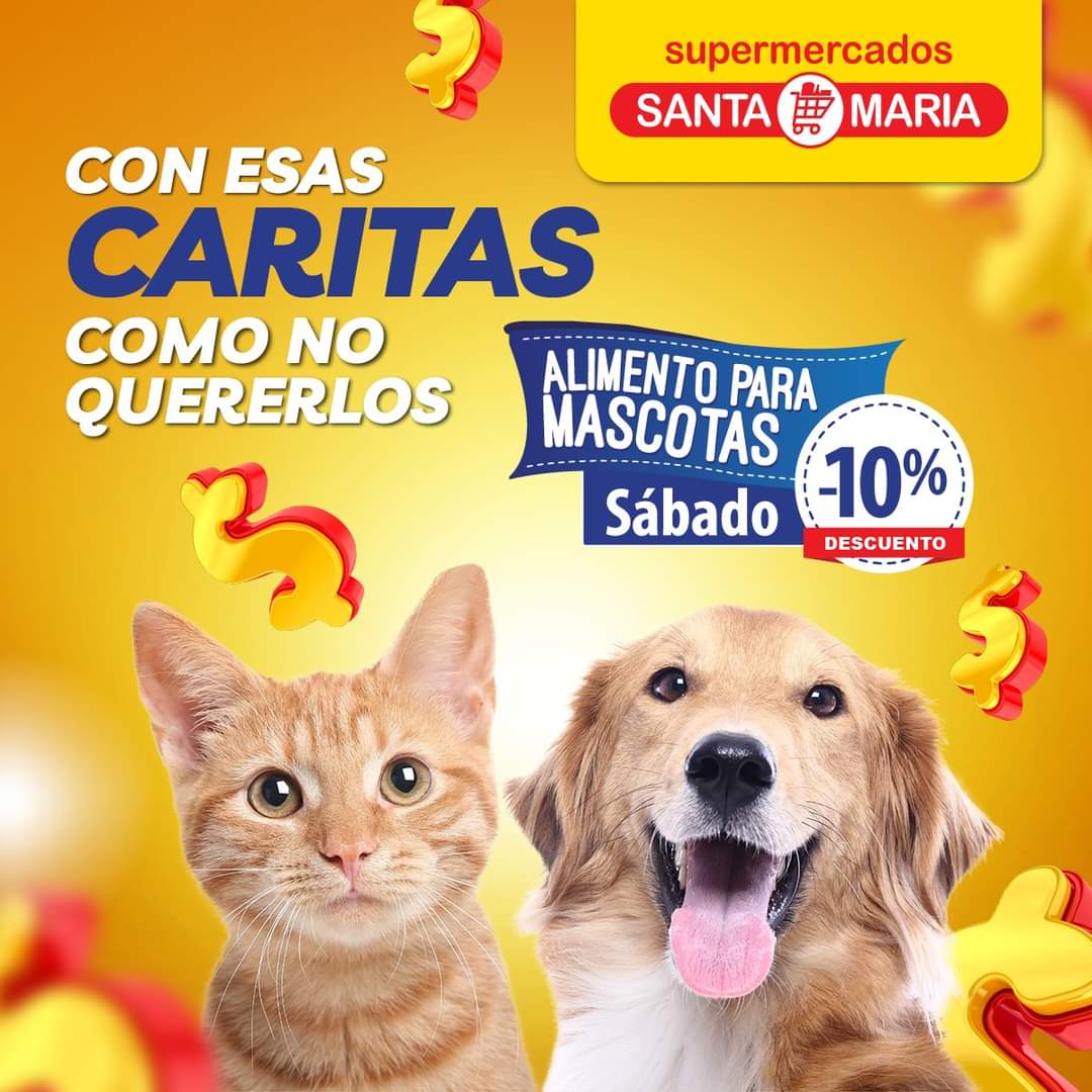 MegaSantaMaria's tweet image. 🐶 ¡Tu perrhijo y tu gatito amarán los sábados!🐱

💛 ¡En Supermercados Santa María sí pensamos y nos preocupamos por toda la familia! ¡Todos los sábados el alimento para tu mascota tiene un descuentazo! 🤑 ¡Te esperamos! 🛒  

#SantaMaría #SíQueRinde #SupermercadosSantaMaría