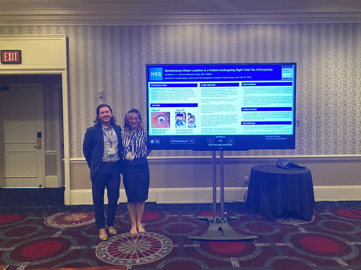 ASRA Moderated Poster session checked off and in the books - now you know what to do in case of spontaneous globe luxation (fingers crossed it never happens to you)! Huge shoutout to my incredible mentor @StephChengMD for all her support! @HSSAnesthesia @ASRA_Society