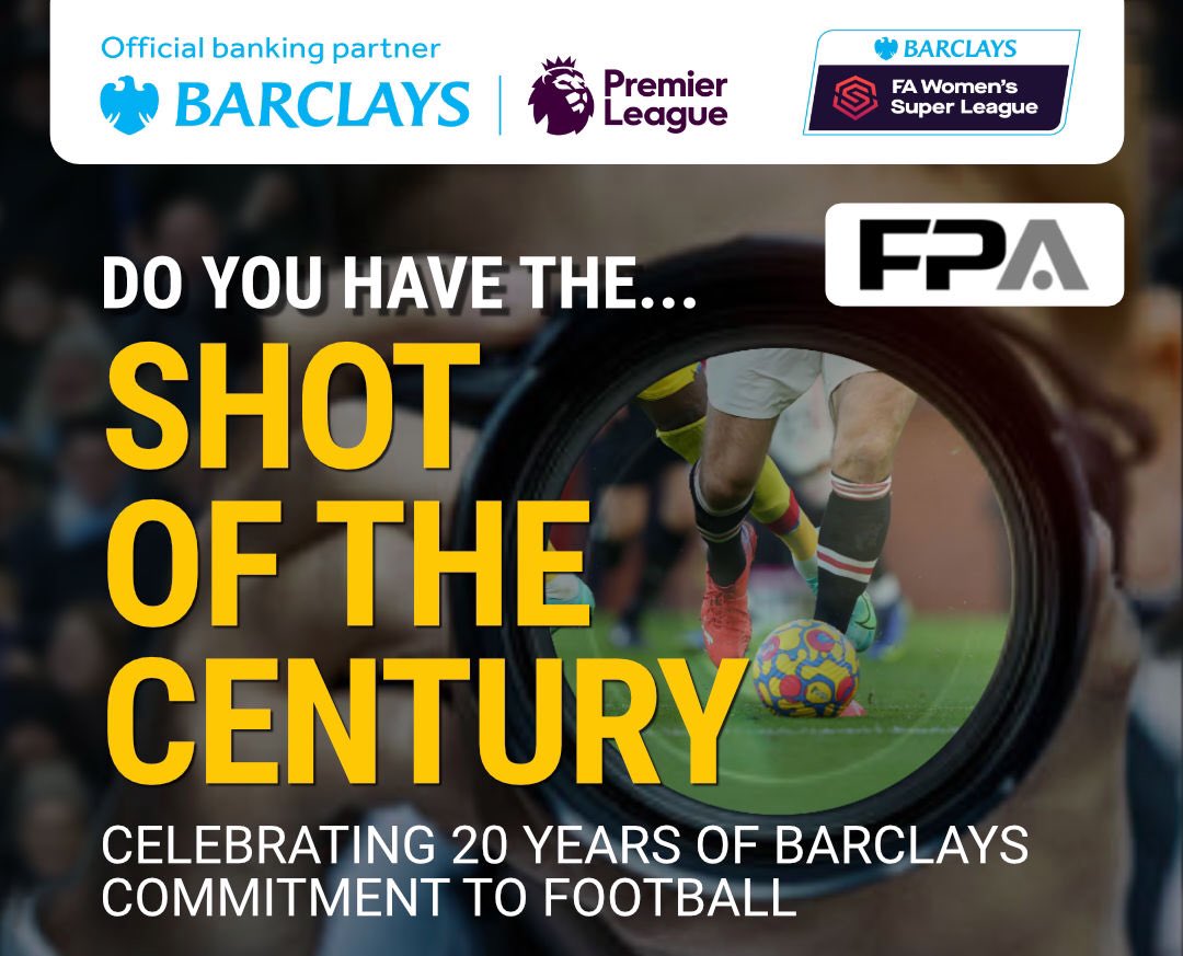 FPA_2020's tweet photo. The FPA are pleased to announce that a fantastic new football photography competition is soon to be launched. Barclays together with the FPA are on the hunt to find the ‘Shot of the Century’. Keep a look out here for more details to follow. 📸⚽️ #Barclays #football https://t.co/FhTFq40xbV