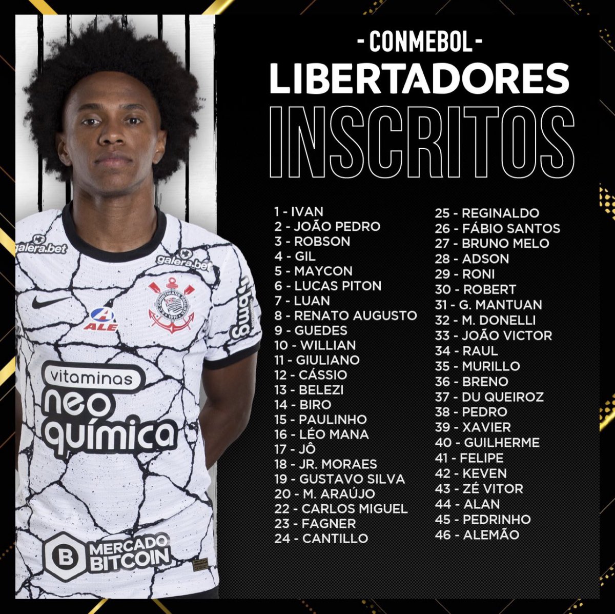 Muito feliz por essa conquista e mais uma oportunidade, grato a Deus e ao @ Corinthians por tudo! ⚫️⚪️🦅