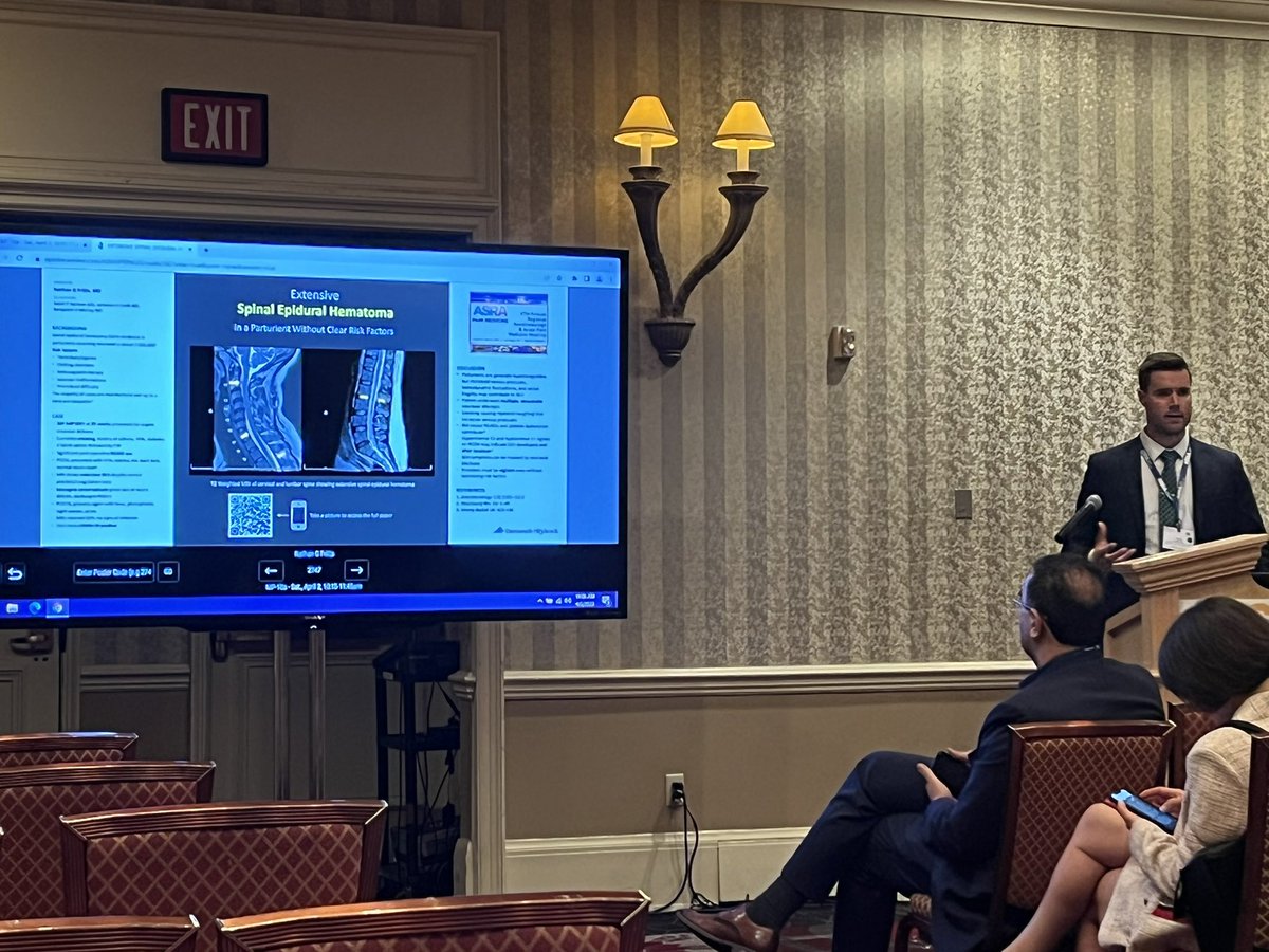 mherr65486's tweet photo. Dr. Fritts doing a wonderful job talking about epidural hematomas #asraspring22 @DartmouthAnesth https://t.co/XtOV6Kk1By