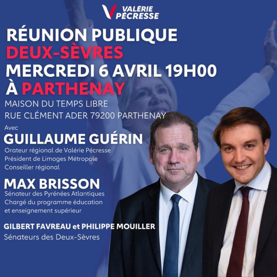 On ne lâche rien. 
Mercredi à Parthenay avec <a href="/GG_Guerin/">Guillaume Guérin</a> et @Mouiller_P

<a href="/Pecresse64/">Comité de soutien 64 #Pécresse2022</a> 
<a href="/avecValerie/">Avec Valérie</a> 
@Pecresse_Team 
<a href="/vpecresse/">Valérie Pécresse</a> 
<a href="/Jeunes_avec_VP/">Les Jeunes avec Valérie</a>