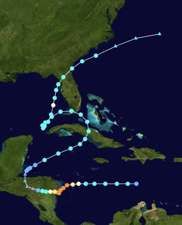FerragamoWx's tweet photo. What hurricane took this track? https://t.co/eFVsc6zQ53