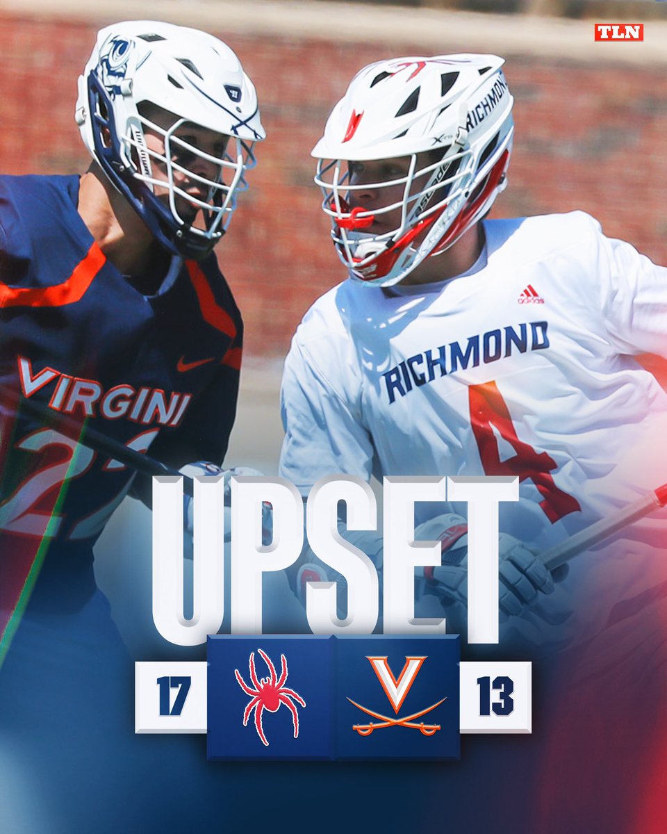 LacrosseNetwork's tweet photo. DOWN GOES VIRGINIA 😱

@SpiderMLAX defeats @UVAMensLax in a battle of Virginia’s best

FINAL: 17-13 https://t.co/xfxyvJWoZh