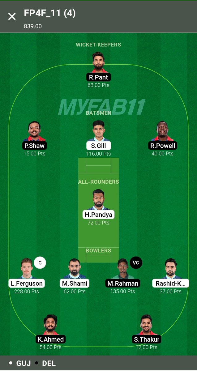 SportsStatsFree's tweet photo. Won Mini Grand League with the SAME TEAM of YouTube Video in GT vs DC 10th Match. Congratulations to All Our Fantasy Prediction For Free YouTube Channel Regular Members. #WonMiniGrandLeague #WonMiniGL #ipl2022 #GTvsDC #MyFab11 #FantasyPredictionForFree #FP4F_Family https://t.co/cN3fQpSoj4