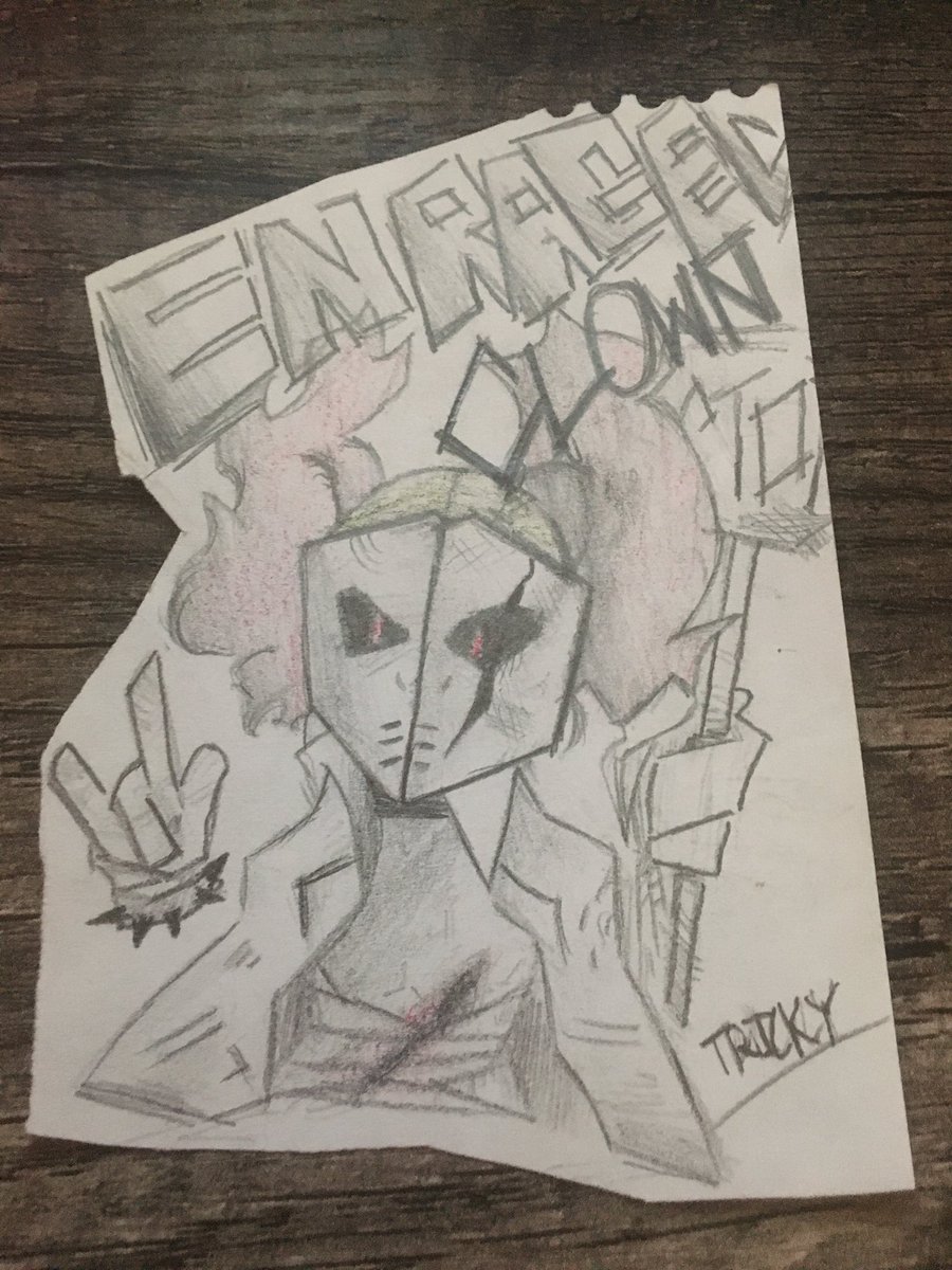 MinorLokiey's tweet photo. Tricky the clown #trickytheclown (drawing done by @GloriousLate, shading and sharpening done by me) https://t.co/Se2F7GqUYu