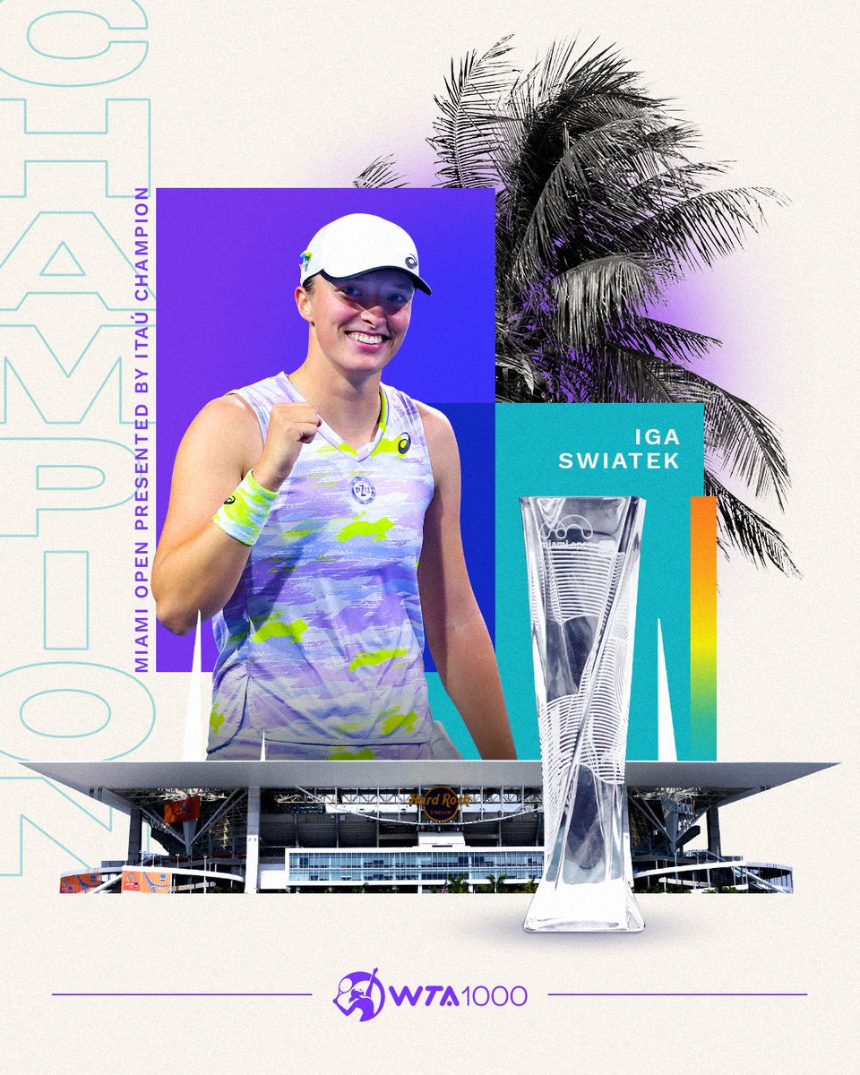 IGA WINS THE SUNSHINE DOUBLE!! ☀️☀️

Incoming World No.1 <a href="/iga_swiatek/">Iga Świątek</a> defeats Osaka 6-4, 6-0 to follow up her Indian Wells title with victory in Miami!

#MiamiOpen