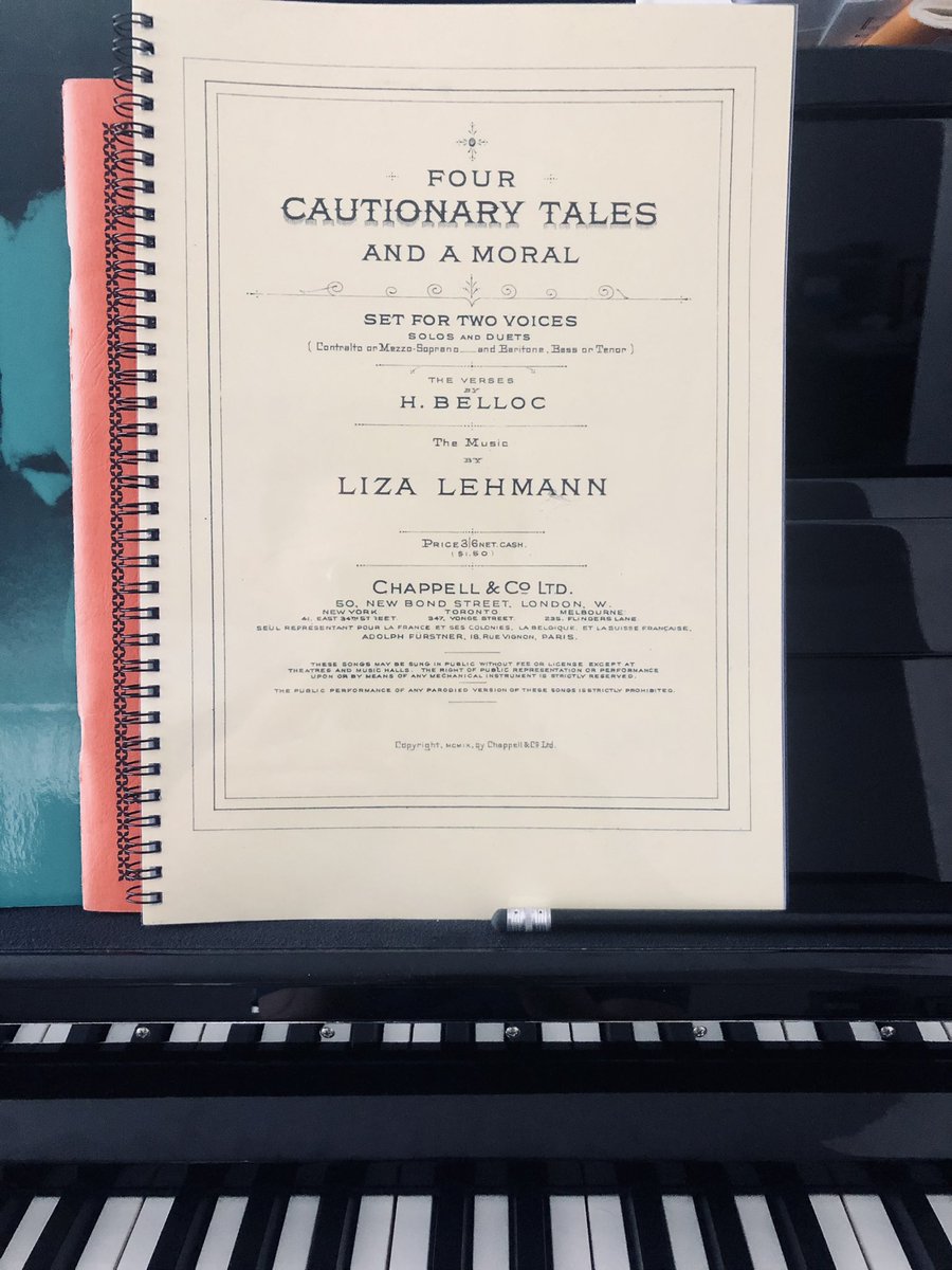 Enjoyed practising these today. Performing them in May. Really funny songs. #Lehmann #Belloc #CautionaryTales