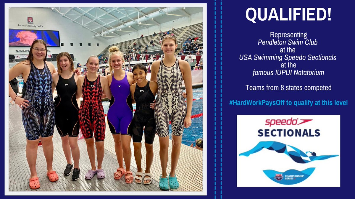 pendletonswim's tweet image. 8-state meet @USASwimming Speedo Sectional in Indy. #HardWorkPaysOff to qualify at this level!

G. McKinney: 100Fr, 200Fr, 400Fr, 100Br
M. Gentry: 50Fr, 100Fr, 200Fr, 100Back
400Fr Relay: McKinney, Gentry, S. Kaster, C. McIntyre
200Fr Relay: Kaster, S.Payne, E. Rector, A. Walters