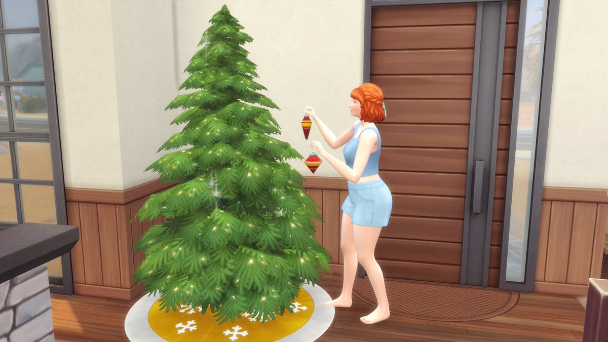 HanbamSims's tweet photo. It's Christmas day, and Alice worked late on Christmas eve so they didn't have time to decorate the tree. While Erwin gives the kids baths and they play with their toys, Alice quickly decorates the tree, and then it's time for Christmas dinner! #NotSoBerry #TheSims4 https://t.co/6AhOaryEhp