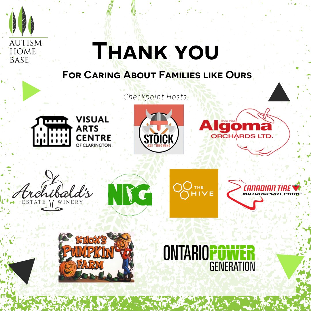 AutismHomeBase's tweet photo. Shoutout to all of our amazing checkpoint hosts 💚 Our #AlliesForAutismCarRally would not happen without you. 
@c_vac @StoickT  @AlgomaOrchards  #newcastlediscgolf @HiveCentreStay  @CTMPOfficial @ArchibaldWinery  #KnoxPumpkinFarm @opg 

#AutismAfter18 #WAD https://t.co/59CJiNDvaf